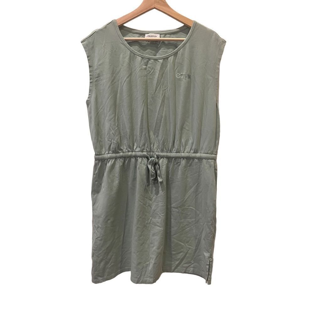 Calvin Klein sage green tie waist dress XL